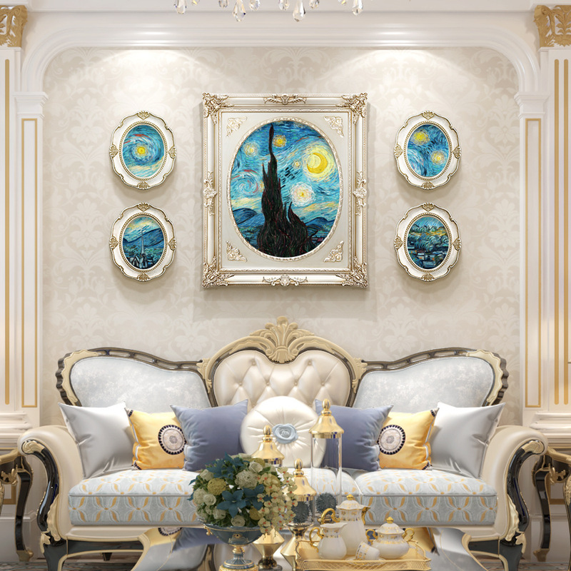 Unique Oval Frame European Living Room Sofa Background Wall Decorative Painting Jane European Oil Painting Gallery Hotel Hanging Painting