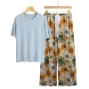 Baby blue + yellow and white flowers