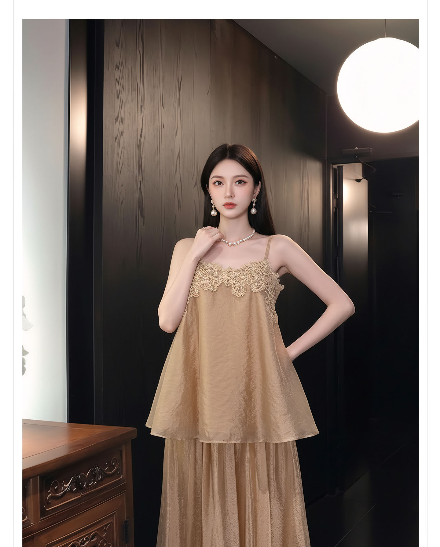 Bộ váy áo khoác + đầm maxi thắt eo phong cách Tân Trung Hoa, họa tiết jacquard nổi bật — nửa váy, Trang chủ, áo khoác chi tiết 12