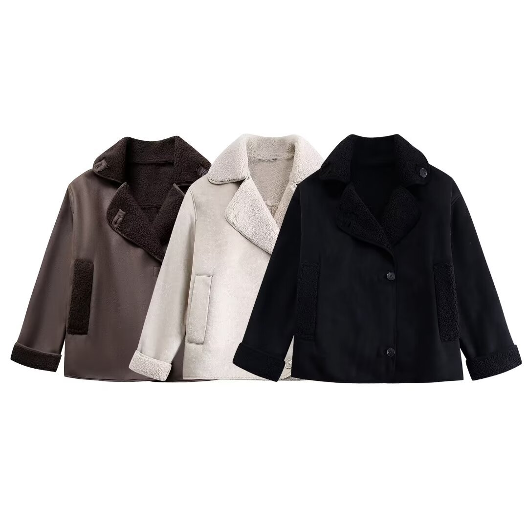 Dameskleding herfst en winter nieuwe losse warme jas met bontvoering_voghion.com