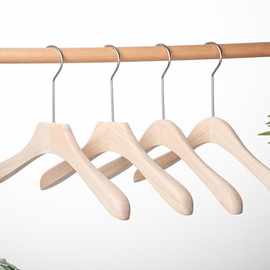 ♔橡木logo无漆实木衣架 原木风女装用防滑衣挂撑衣裤架套装