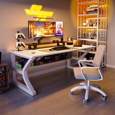 U4IZ White Computer Desk Desktop Home E-sports Table Bedroom Simple Desk Workbench Student Desk