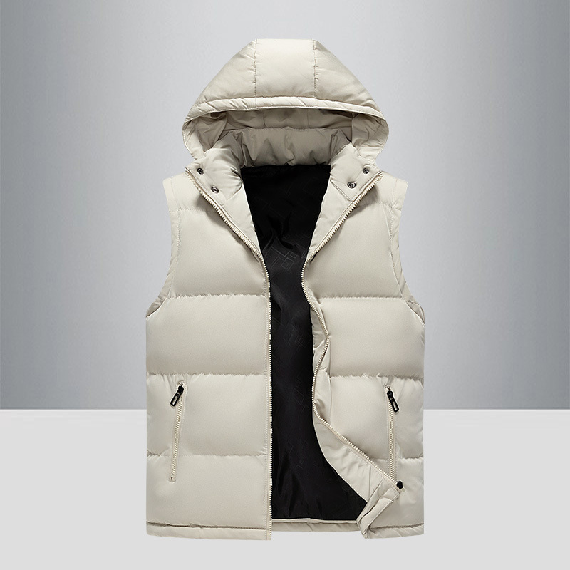 Foreign Trade Cotton Vest for Autumn and Winter, Men's Trendy Cross-Border Large Size Vest, Casual Youth Solid Color Slim-Fit Jacket