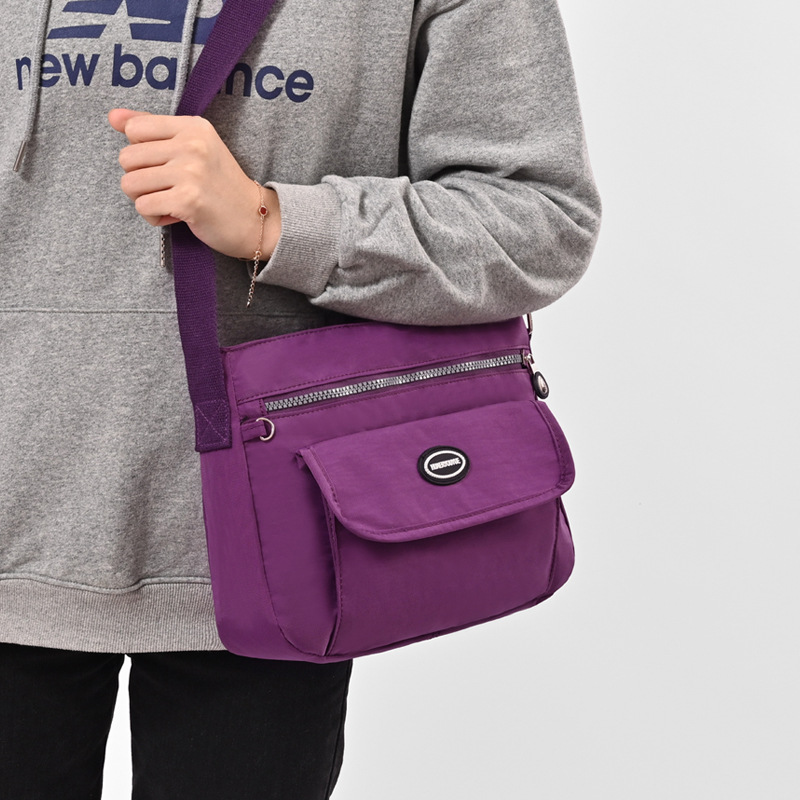 여성용 어깨 메신저 가방 방수 나일론 캐주얼 천 가방 멀티 포켓 지퍼 가방