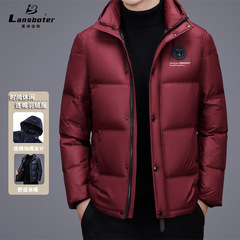 简约加厚连帽羽绒服冬季新款男式短款羽绒服保暖90白鸭绒羽绒外套