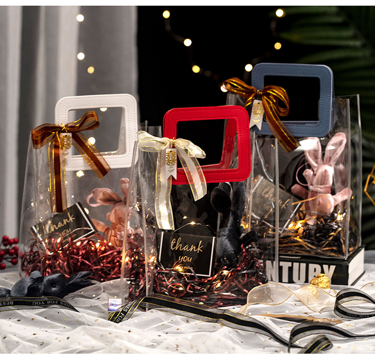 In-stock transparent PVC gift handbags, ins laser gifts, souvenirs, wedding candies, packaging bags with LOGO design pic 8