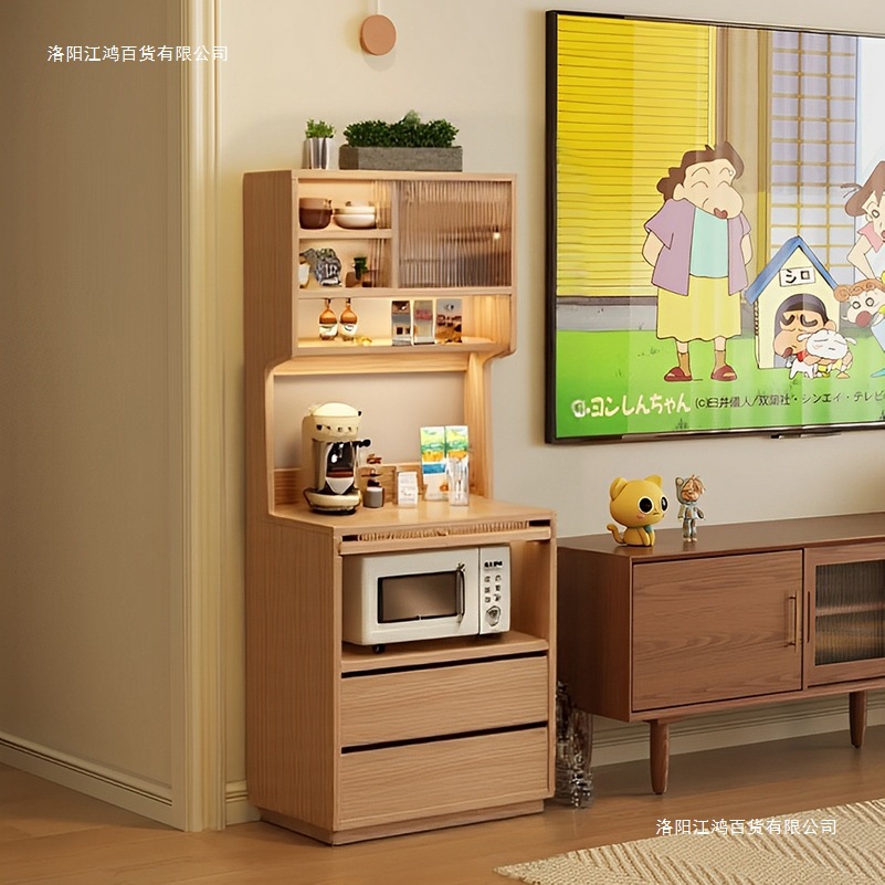 Sideboard Wall-Mounted Integrated Storage Cabinet Living Room Storage Cabinet New Coffee Cabinet Solid Wood Color Storage Cabinet Tea Cabinet