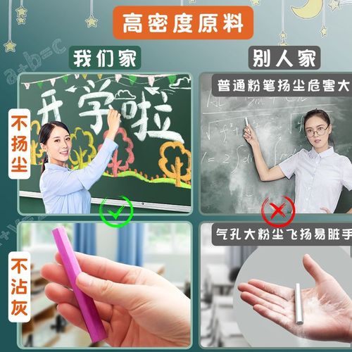 Wholesale round hexagonal chalk teaching supplies 48 pieces for children's graffiti erasable white color dust-free chalk