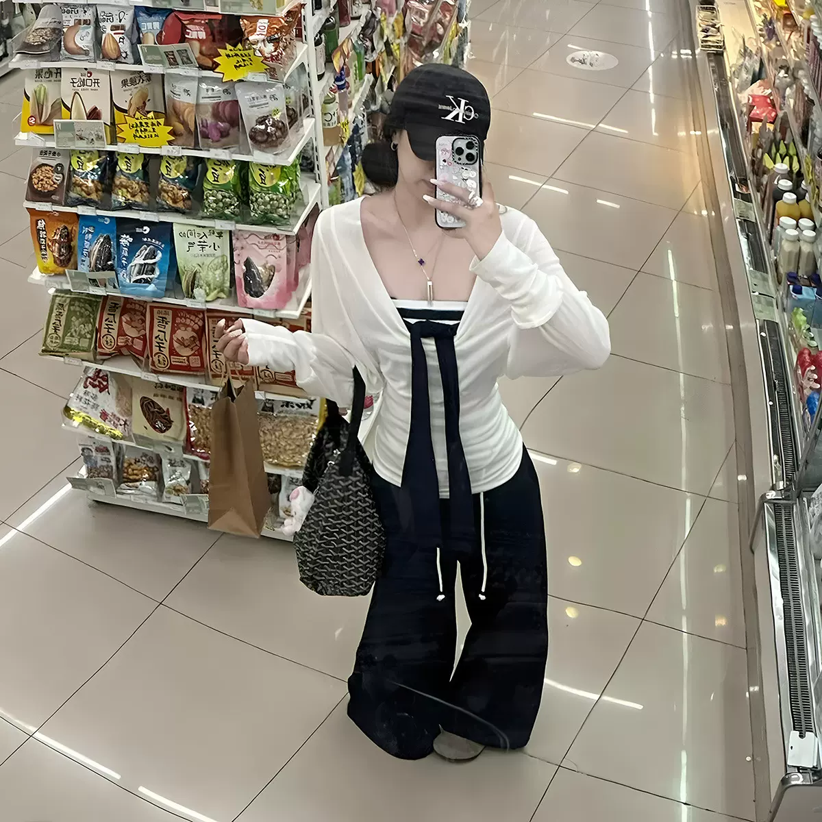 辣妹早秋套装女2025新款绑带条纹抹胸上衣搭配长袖防晒罩衫两件套