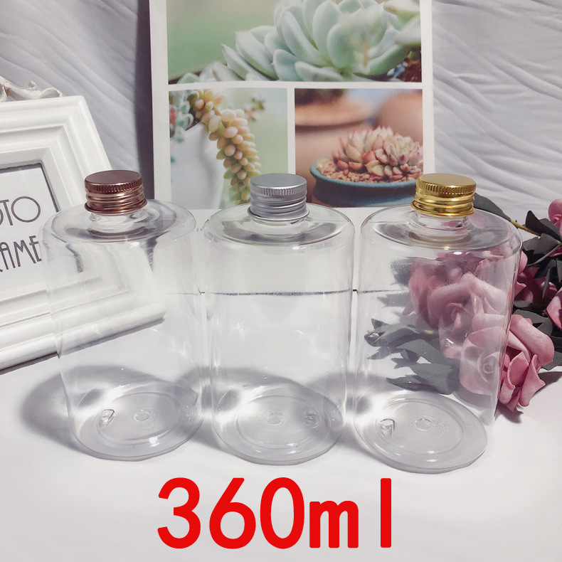 350ml毫升克矮胖平肩分装瓶金银色盖铝普盖pet塑料香薰24/410美甲