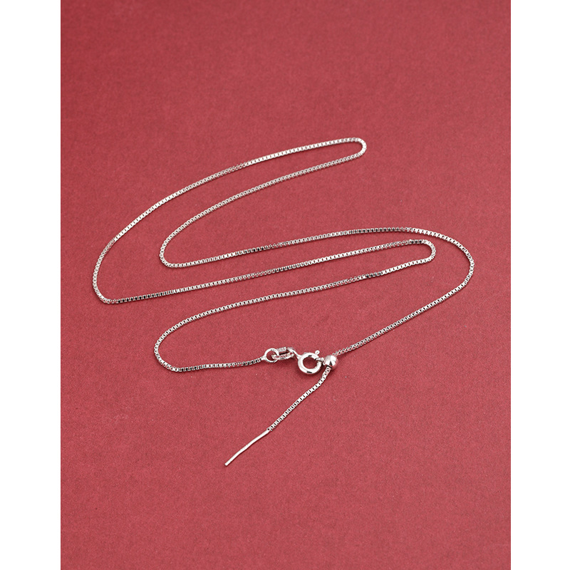 Collar de cadena Chopin de plata de ley 925, cadena universal femenina, cadena de pull, cadena de clavícula, cadena de suéter, colgante de aguja de agujero pequeño de bricolaje