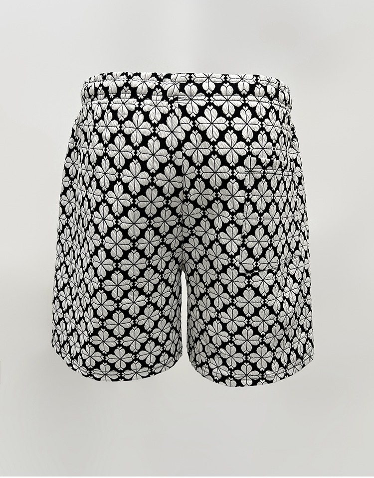 Men's Women's Trendy Houndstooth Casual Straight Leg Loose Fit Summer Shorts All Over Floral Print Beach Clothing_viptrois.com