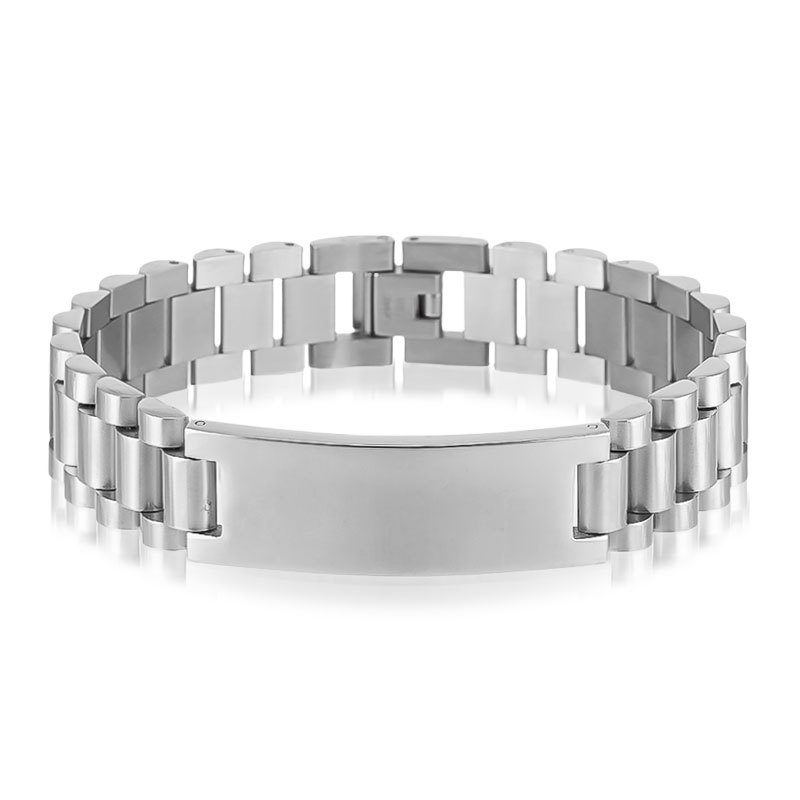Curva marca titanio pulsera de acero al por mayor estilo coreano personalizado 15mm Acero inoxidable impermeable hombres reloj cadena ajustable pulsera