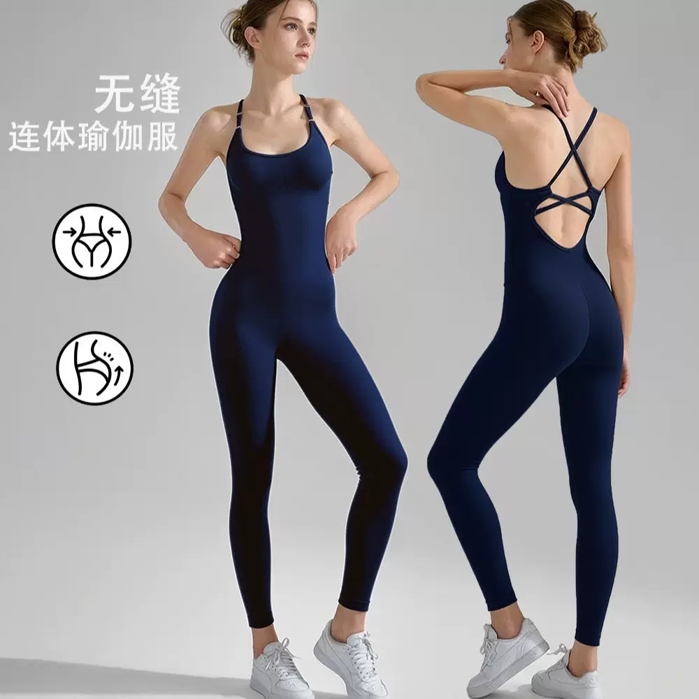 无缝针织连体瑜伽服室内户外运动健身性感紧身衣一体式