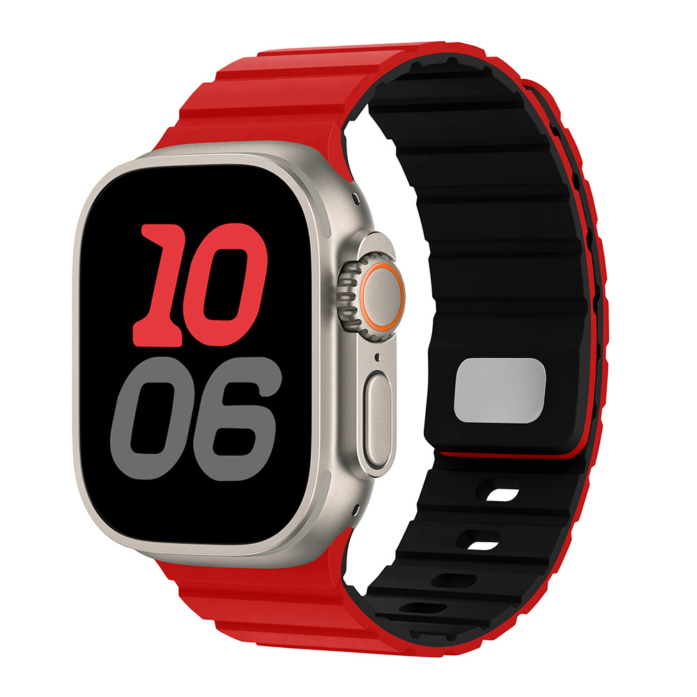 Para Apple Watch10 correa de reloj cuadrada botón magnetic silicona deportiva iWatch9SE hombre y mujer premium