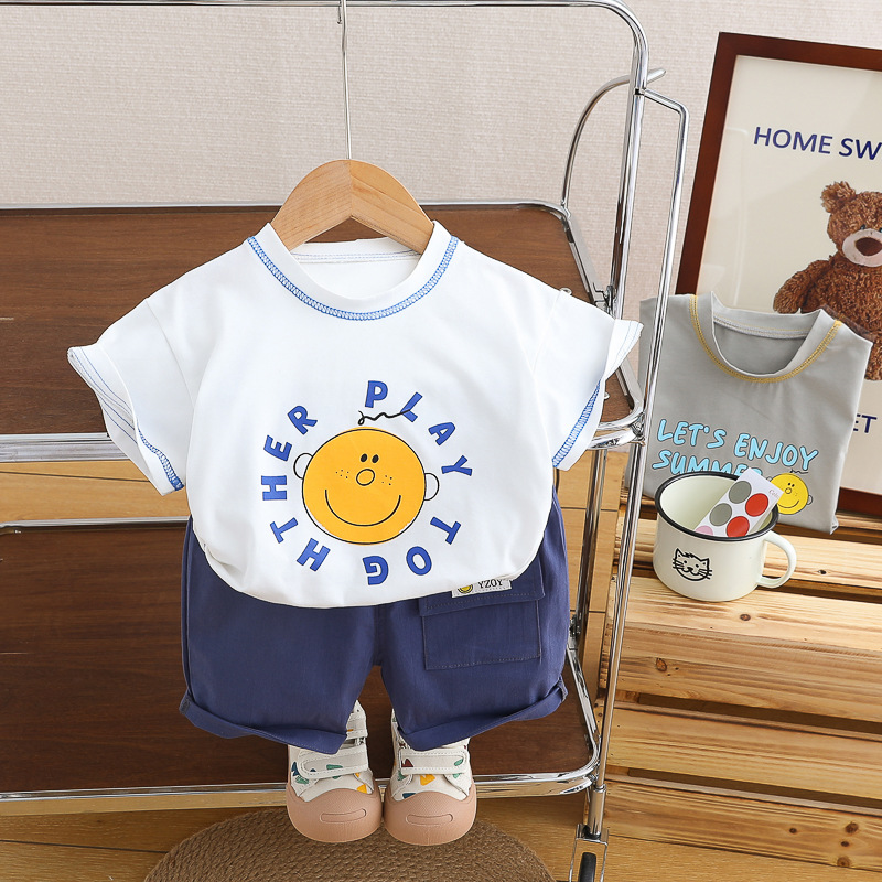 Kids Summer Clothing Set Children男童夏装套装短袖花衬衫牛仔