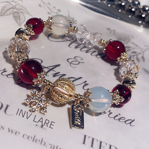 Santa Snowflake Ins Style Light Luxury Fashion High-end Unique Design Sweet Matchable Letter Pendant Bracelet