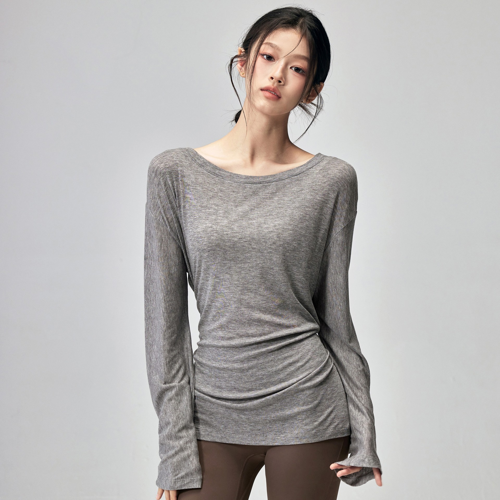 High-End Yoga Clothing Blouse for Women, Loose Fitness Clothing, Running Pilates Training, Round Neck Sports Running Fitness Clothing