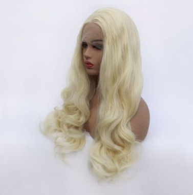Peruca de encaje de oro claro de comercio exterior de moda para mujeres onduladas LW0005
