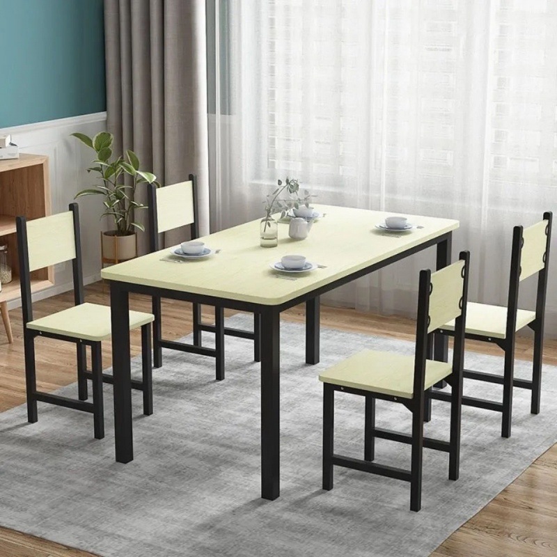 Combinación de mesa y silla de comedor de apartamento pequeño, sala de estar simple, casa de alquiler rectangular simple, 4 mesas para comer Amazon