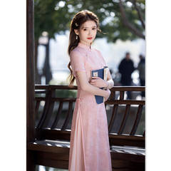 Aiqi Embroidery Long Style Odette Cheongsam Dress 2025 Spring/Summer New Arrival Retro Improved Republic of China Style College-Style Odette Dress