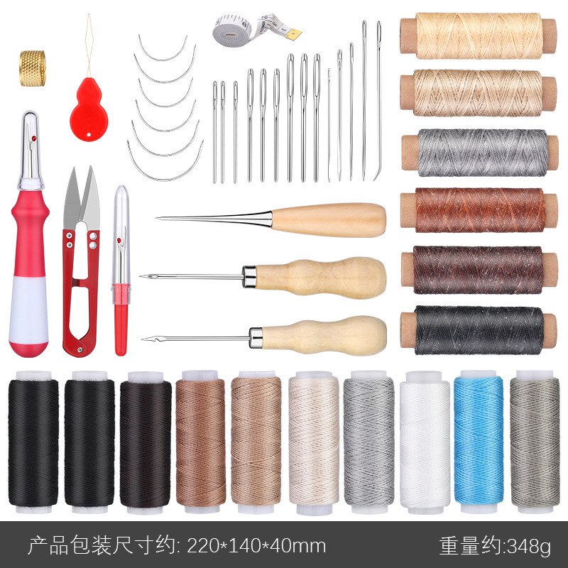 越境で人気の革細工用具、手縫いセット、DIY縫製針とワックス糸の組み合わせセット|undefined