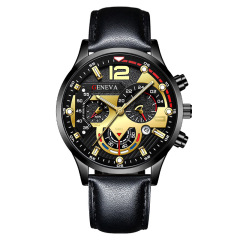 Cross-border men's fashion calendar six-hand strap quartz watch, men's sports night light wrist watch wholesale