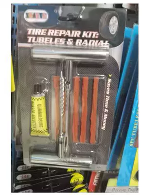 Car tire repair tool suit vacuum tire motorcycle electric car special emergency rubber strip quick glue liquid artifact (Repair kit) - solid-stainless-steel-6-piece-set