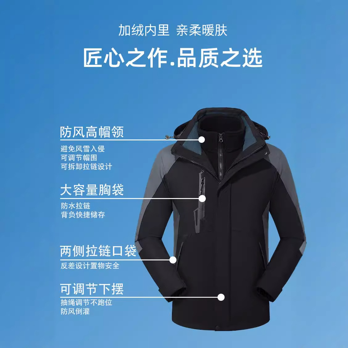 Spot venta al por mayor de ropa de algodón con capucha a prueba de frío, chaqueta cortavientos para exteriores, ropa de trabajo cálida, personalizable con impresión de logotipo