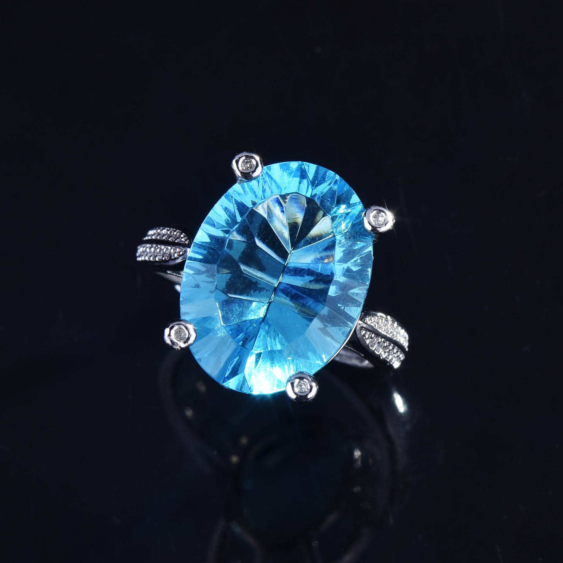 Cross-border Imitation Sapphire European And American Blue Ring Amethyst Color Zircon Copper Ring display picture 4