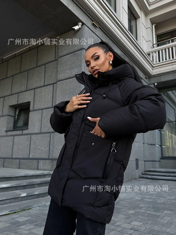 2025新款中长款时尚百搭宽松加厚冬季外套洋气大码宽松女休闲棉服|undefined