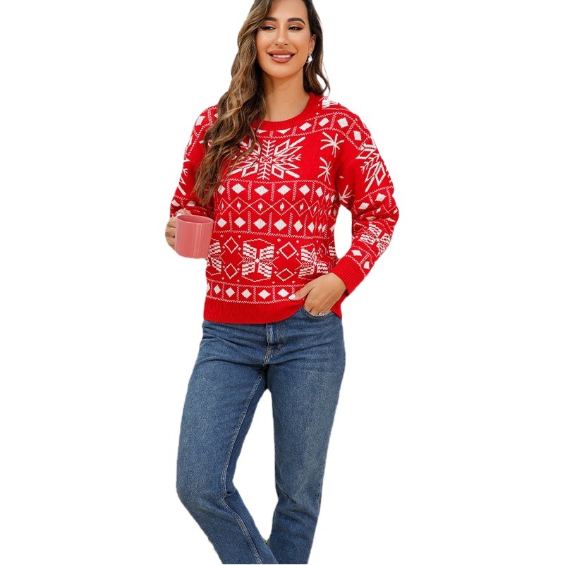 Suéteres Listos para Usar Personalizados para Comercio Transfronterizo, Suéteres Navideños Europeos y Americanos, Prendas de Punto Jacquard de Otoño e Invierno para Amazon