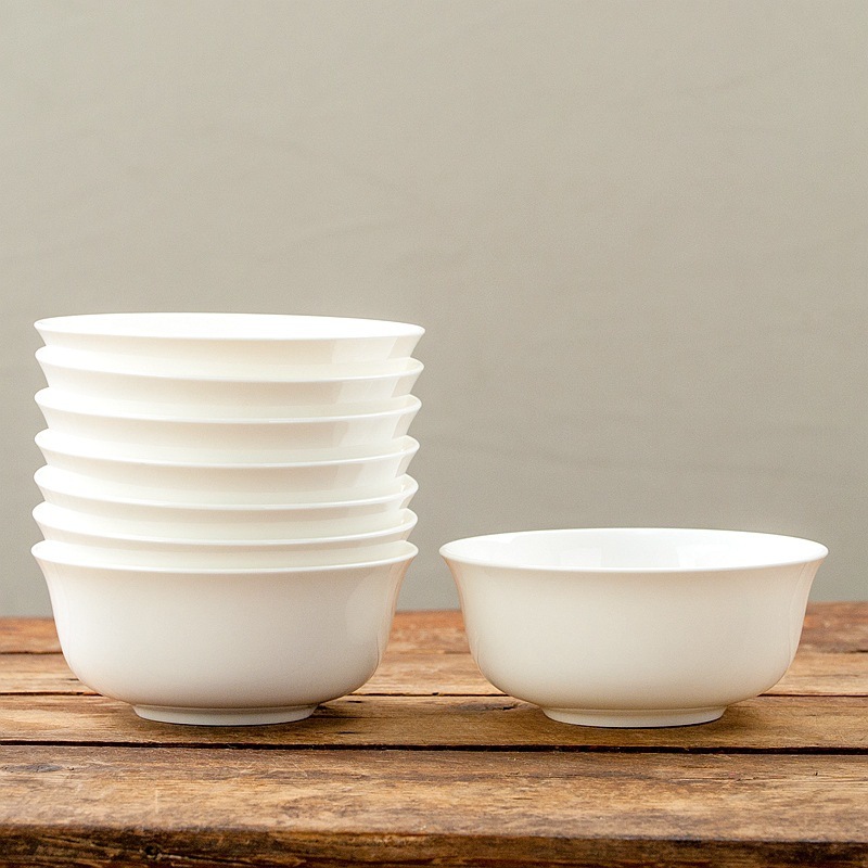 景徳鎮の純白の碗の骨の磁器の家庭用の陶磁器の食器のセットのスープの碗の麺の碗の食事の陶磁器の碗の小さい碗の卸売り|undefined