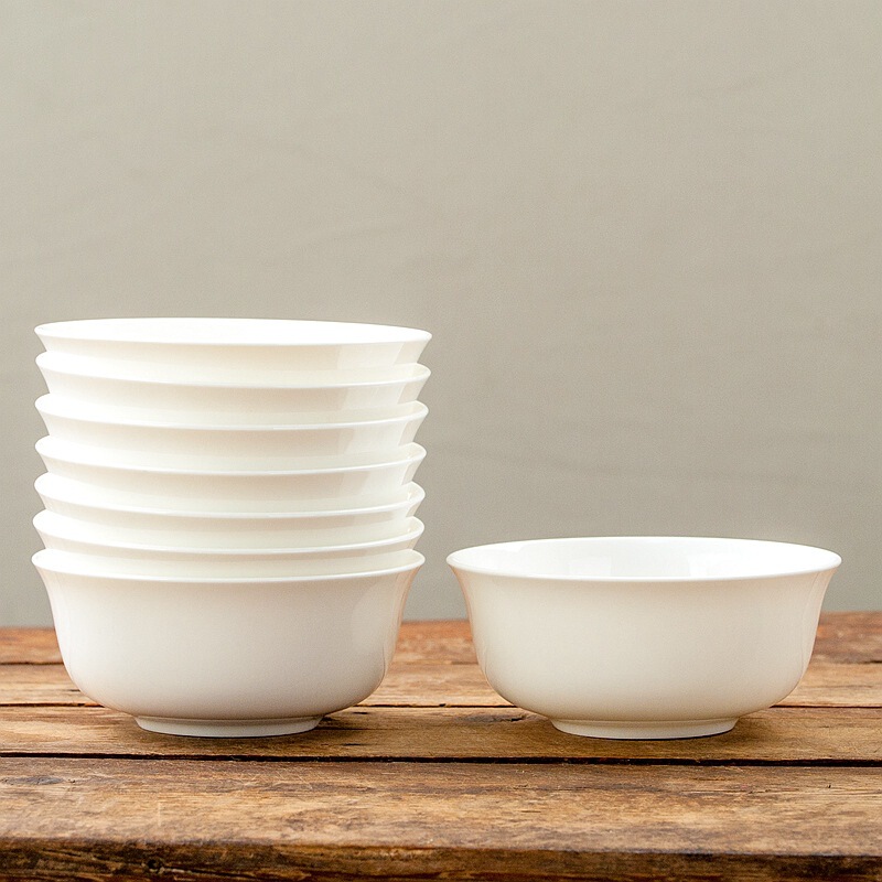 Jingdezhen Pure White Bowl Bone China Household Ceramic Tableware Set Soup Bowl Noodle Bowl Dining Ceramic Bowl Small Bowl Wholesale