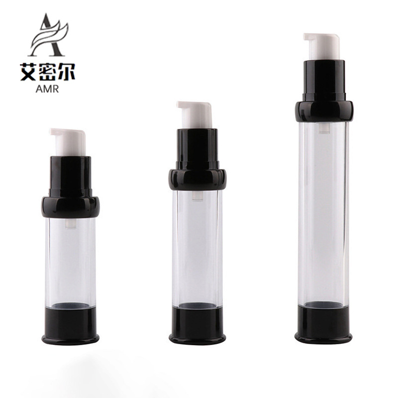 厂家供应新款黑色喷雾真空瓶分装乳液瓶按压式乳液泵防漏防漏设计