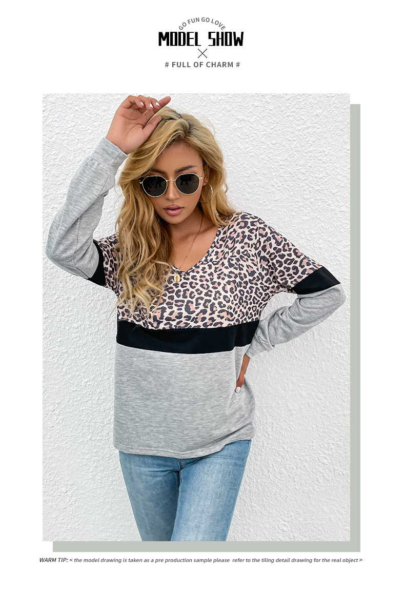 women s Leopard Print V-Neck Base T-Shirt nihaostyles wholesale clothing NSDMB81767