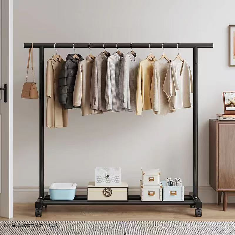 Coat Rack Floor-Standing Home Bedroom Mobile Cream Clothes Simple Dormitory Clothes Hanger Balcony Clothes Drying Rack Vertical