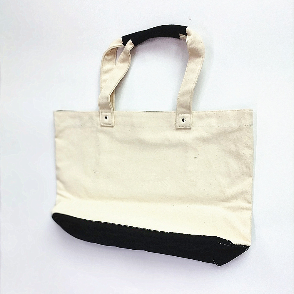 拼色配色ins风帆布袋简约时尚纯棉帆布包购物手提袋棉布袋批发