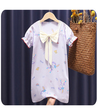 女童睡裙夏季薄款短袖公主裙女孩儿童睡衣夏款宝宝家居裙