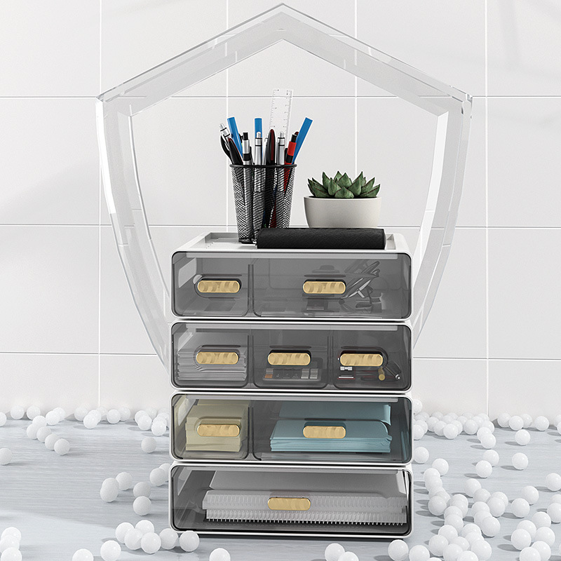 Caja de almacenamiento de escritorio apilable con cajones, diseño creativo de múltiples capas
