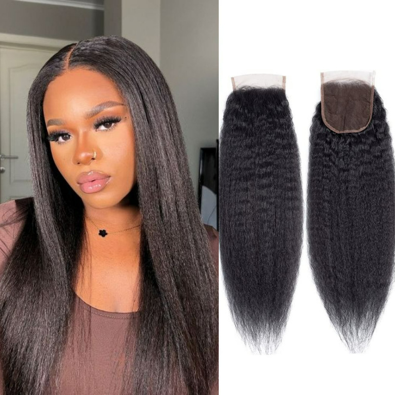 Factory wholesale 4x 4 Kinky straight closure real hair lace block wig Factory wholesale 4x 4 Kinky straight closure real hair lace block wig