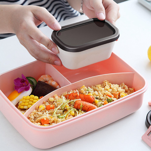 Wholesale food grade PP plastic lunch box Japanese square sealed lunch box microwaveable lunch box for office workers and students