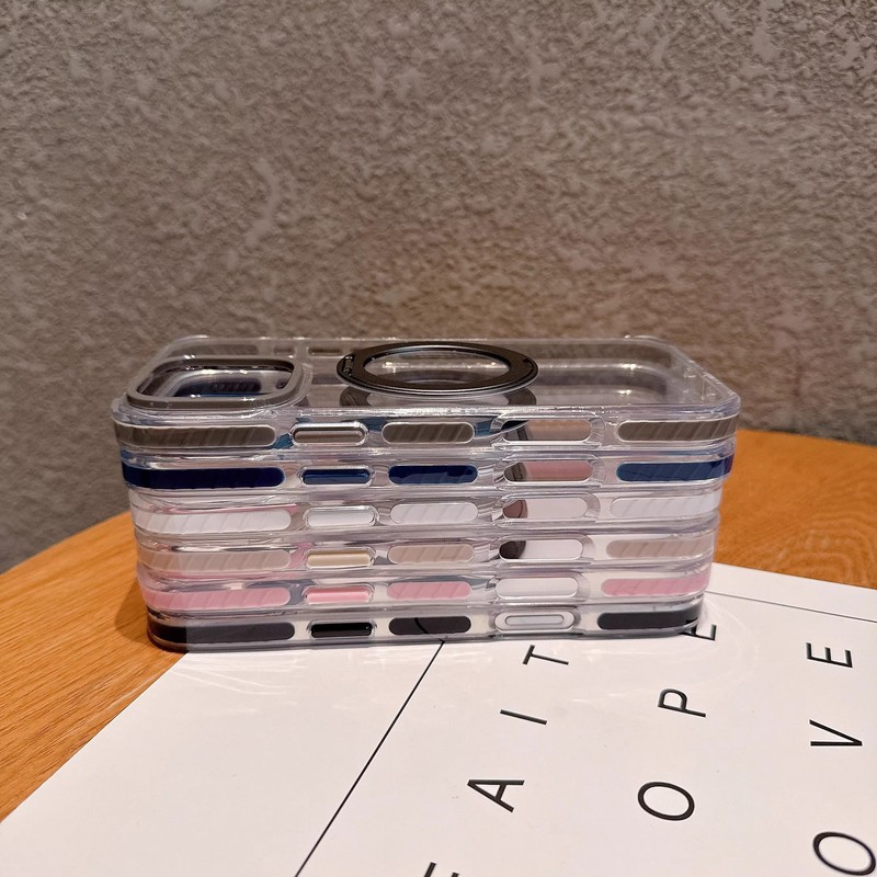 适用苹果17promax透明手机壳360旋转磁吸支架 iPhone16全包保护套|undefined