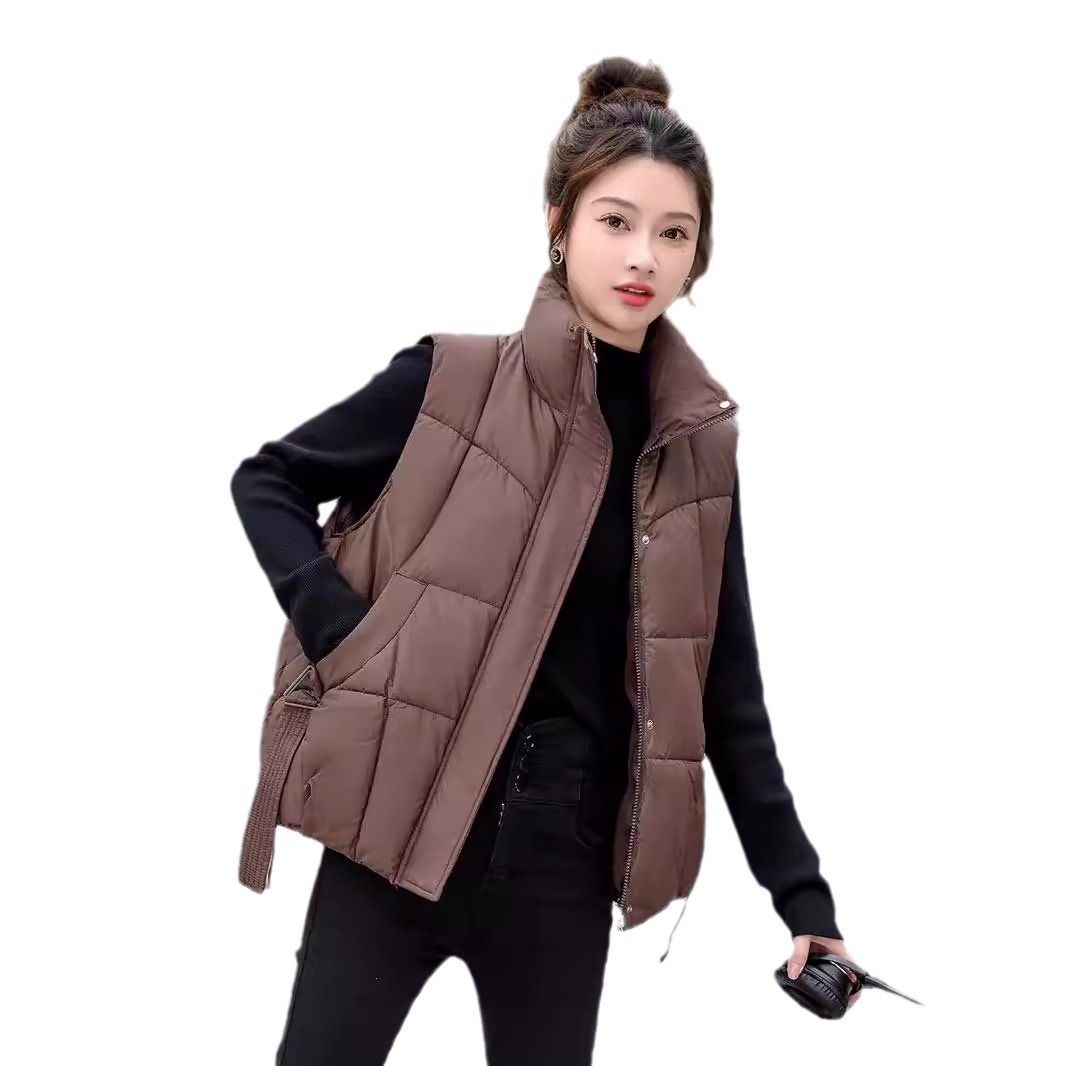 Chaleco de algodón de pluma para mujeres 2024 otoño y invierno nuevo estilo coreano de algodón suelto hombro collar chaleco de algodón chaleco de caballo abrazadera chaqueta image 6