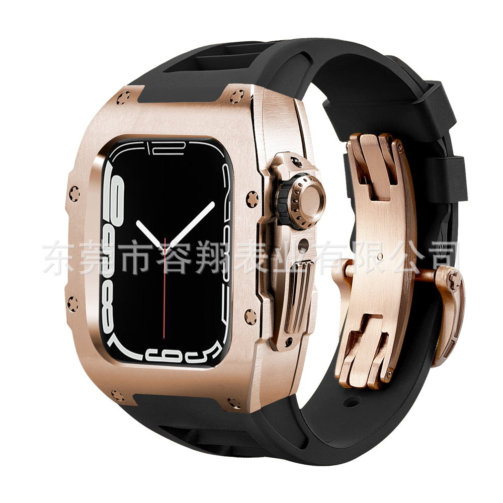 Adecuado para Apple applewatch 8/7/6/5 modificado reloj Correa protectora Shell iwatch caja de reloj de acero inoxidable