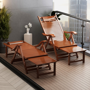 Recliner Can Sit and Lie Down, Foldable Bamboo Bed Chair, Adult Home Nap Lounge Chair, Bedroom Nap Lazy Balcony Foldableing Chair