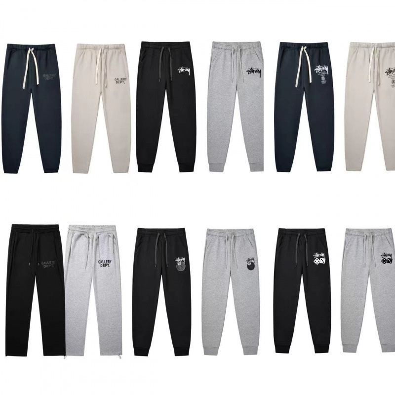 Dropshipping Trendy Brand Stussy Long Pants Sweatpants Letter Dice Black Basic American Style Unisex