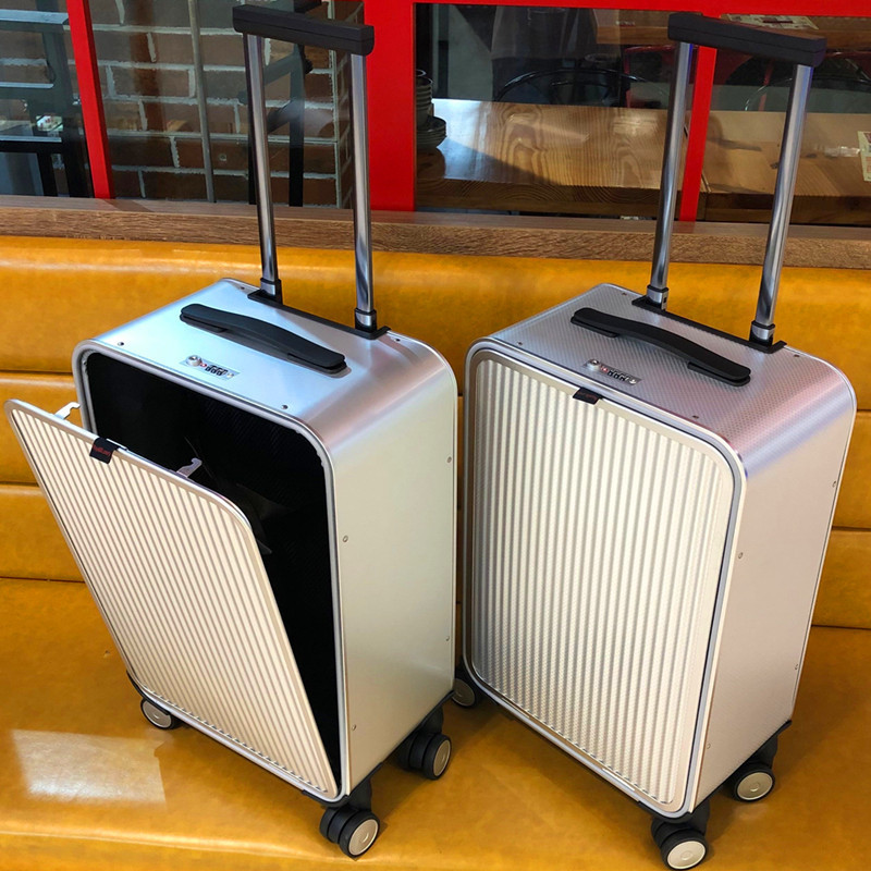 16inch Open-Top All-Aluminum Magnesium Alloy Carry-On Suitcase for Women, 20inch Side-Opening Metal Trolley Case for Men, Durable