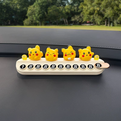 Car Moving Phone Plate, Nömrəli dayanma kartı - 4-pikachu-2-friends-white-aromatherapy-license-plate