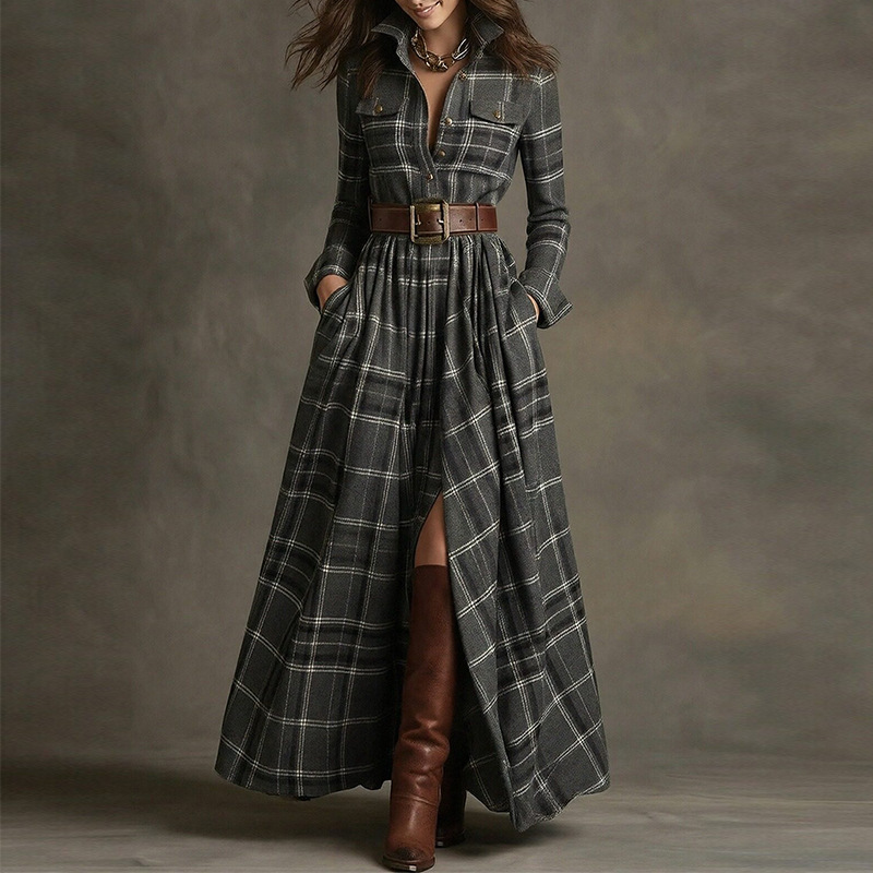 Set gonna francese vintage a quadri svasato e dimagrante donna_voghion.com